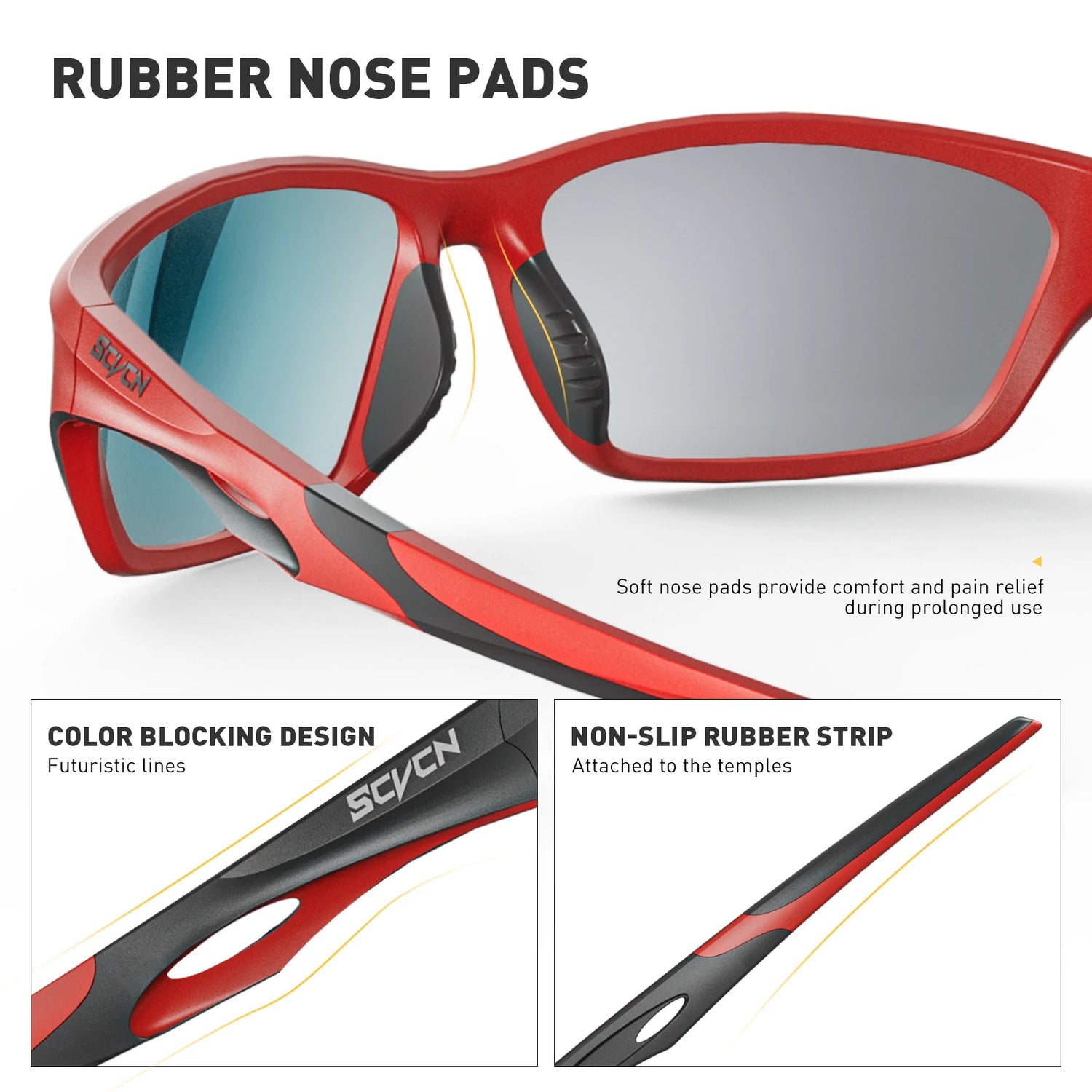 SCVCN Polarized Fishing Sunglasses Sports Sunglasses for Men and Women Men and Women Mountain Bicycle Riding Goggle Bike UV400