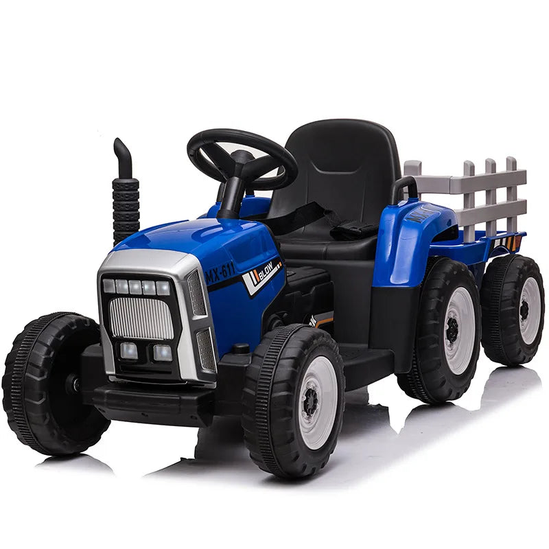 Kids Electric Ride-On Tractor – Dual Motors, LED Lights, Detachable Rear Bucket, Ages 3–12