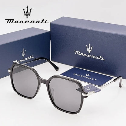 Maserati UV400 Polarized Sunglasses – Square Alloy Frame, Anti-Reflective TAC Lenses