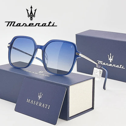 Maserati UV400 Polarized Sunglasses – Square Alloy Frame, Anti-Reflective TAC Lenses