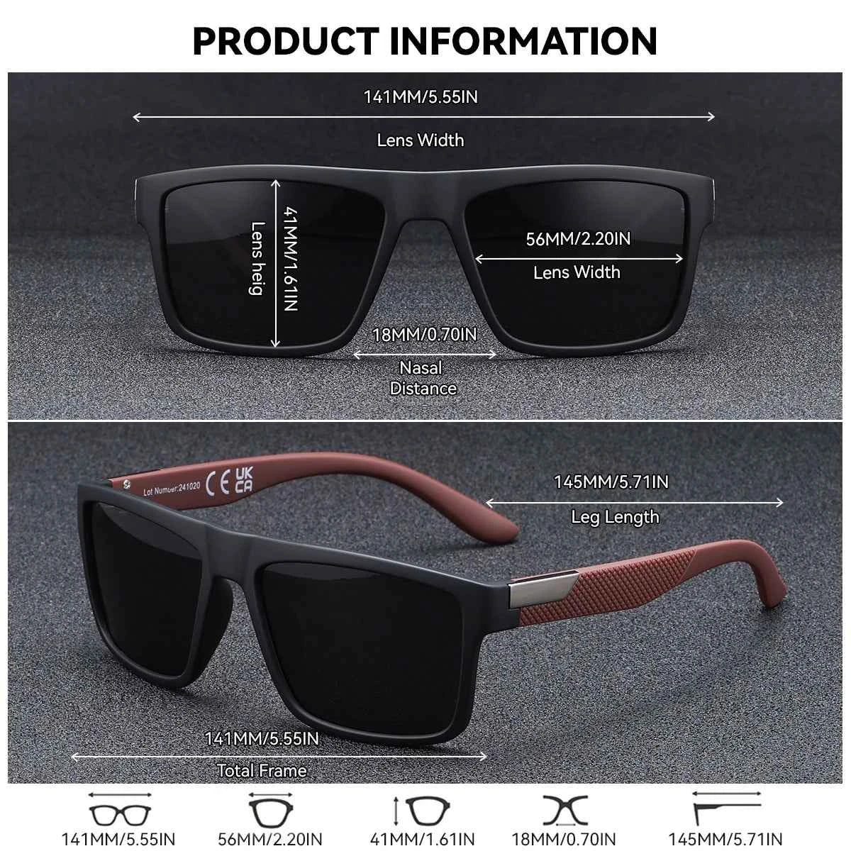 BARCUR Business Style Polarized Sunglasses – UV400 Square Frame for Daily Travel