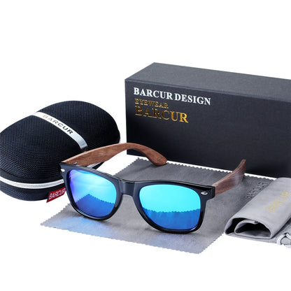 BARCUR Black Walnut Wood Polarized Sunglasses – UV400 Protection