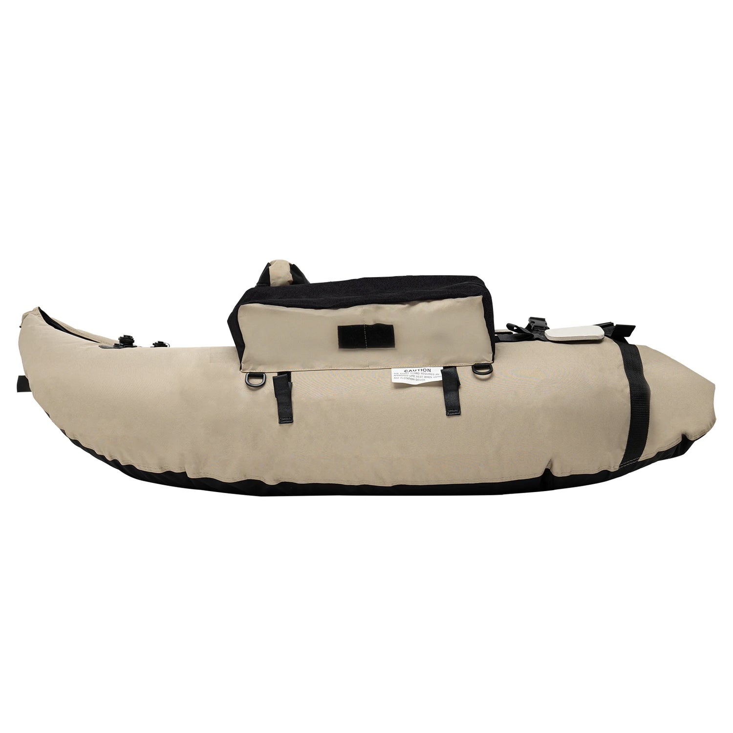 Outdoor Inflatable Fishing Boat Khaki Portable Fishing Raft 286.6LBS Load 90-180° Adjustable Backrest for Ocean/River Fishing