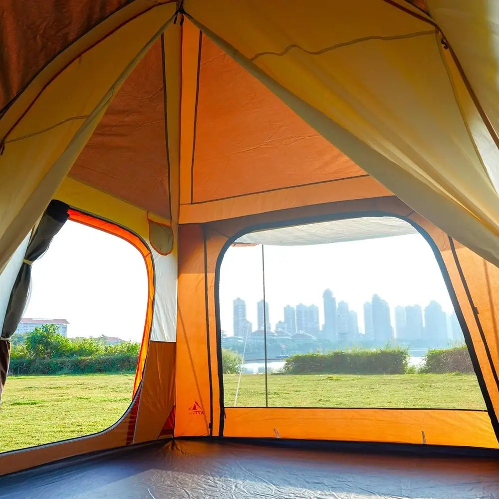 Spacious 6-14 Person Family Cabin Tent with 3 Doors &amp; 3 Mesh Windows for Waterproof Outdoor Adventures