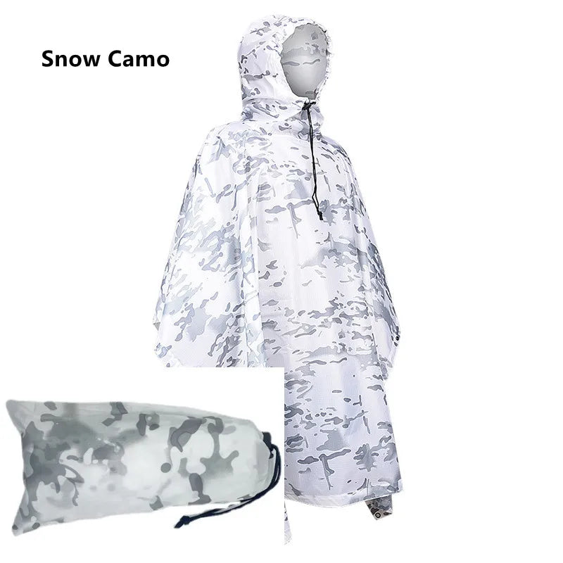 Camouflage Waterproof Poncho – Multifunctional Rain Cover for Camping &amp; Hunting