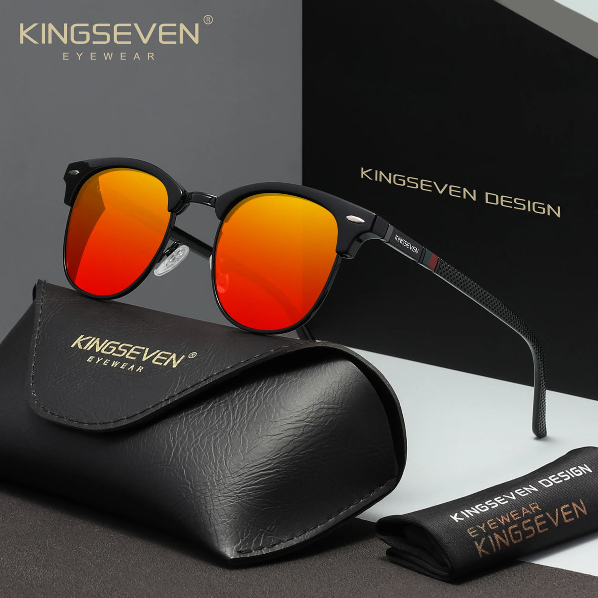 KINGSEVEN 7016 Polarized Sunglasses – Round Frame, UV400, 10 Colors, Unisex