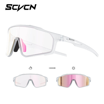 SCVCN Hiking Eyewear Photochromic Bike Cycling Sunglasses Men Outdoor Sports MTB UV400 Goggles Women Running Windproof Glasses