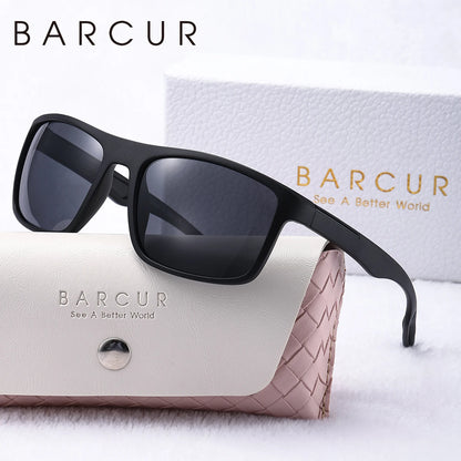 BARCUR TR-90 Polarized Rectangle Sunglasses – UV400, Outdoor Sport, Men &amp; Women