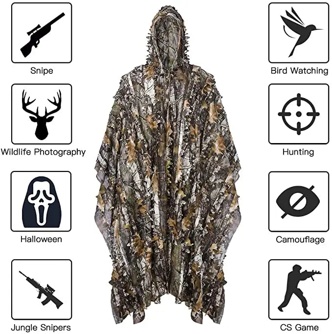 Tactical Hunting Poncho Camouflage Field Jacket – Tree Camo, L &amp; XXL