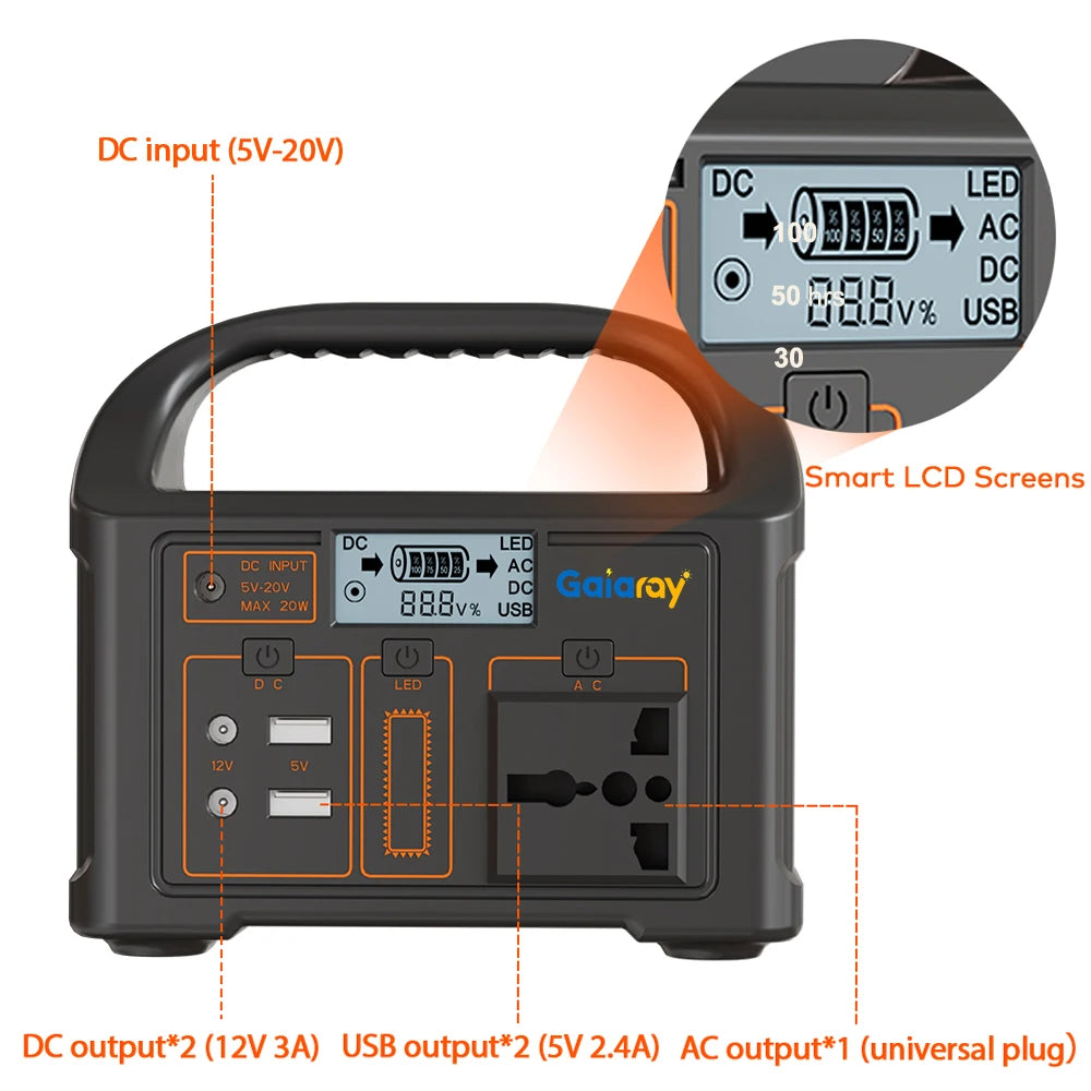 100W Portable Power Station 24000mAh LiFePO4 Charging Station Solar Generator 220V/110V Energy Storage Power Supply for Camping