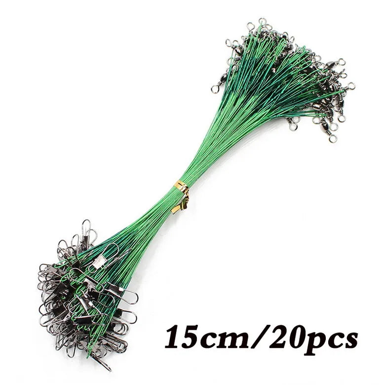 Anti Bite Steel Fishing Line Steel Wire Leader With Swivel Fishing ,  Leash Fishing Wire 15cm 20cm  30cm