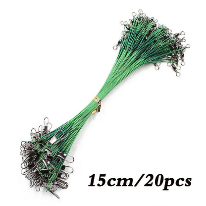 Anti Bite Steel Fishing Line Steel Wire Leader With Swivel Fishing ,  Leash Fishing Wire 15cm 20cm  30cm
