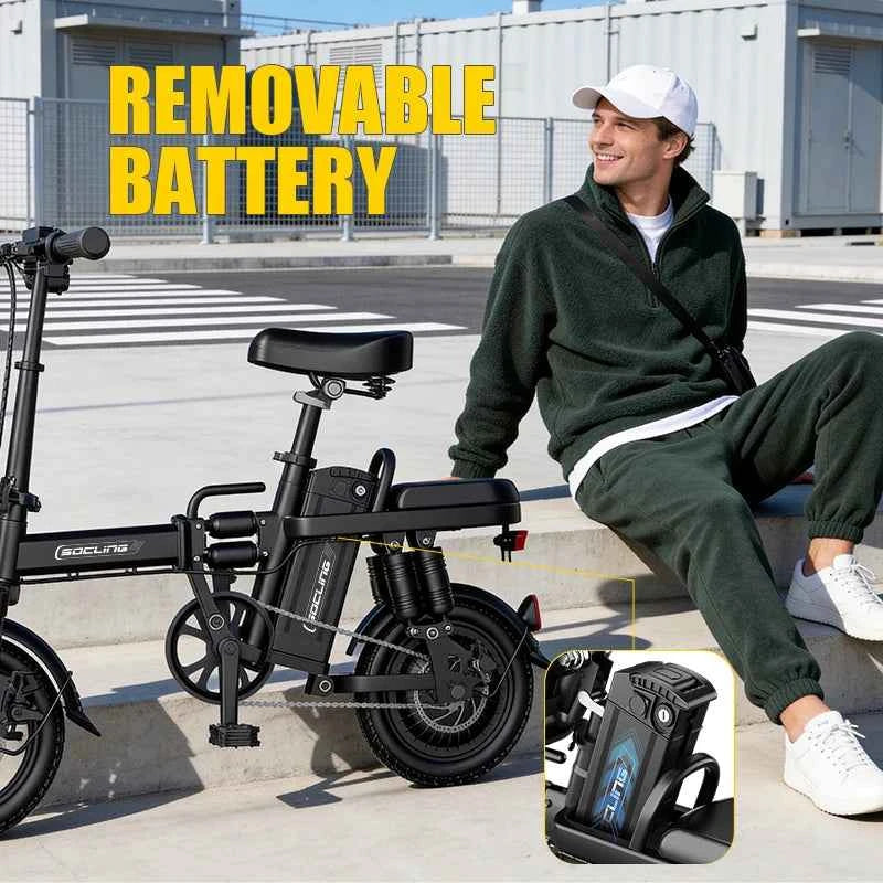 14" Folding Commuter eBike – 500W Motor, Removable Battery, Dual Disc Brake, Up to 19.9 MPH