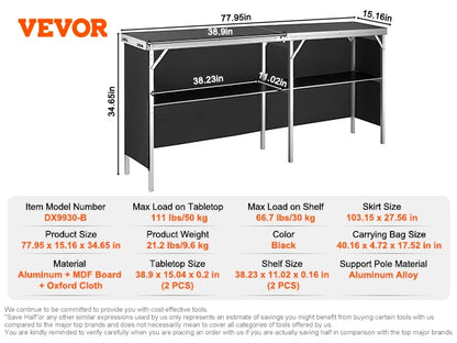 VEVOR Folding Portable Bar Table   Table for Party Picnic E