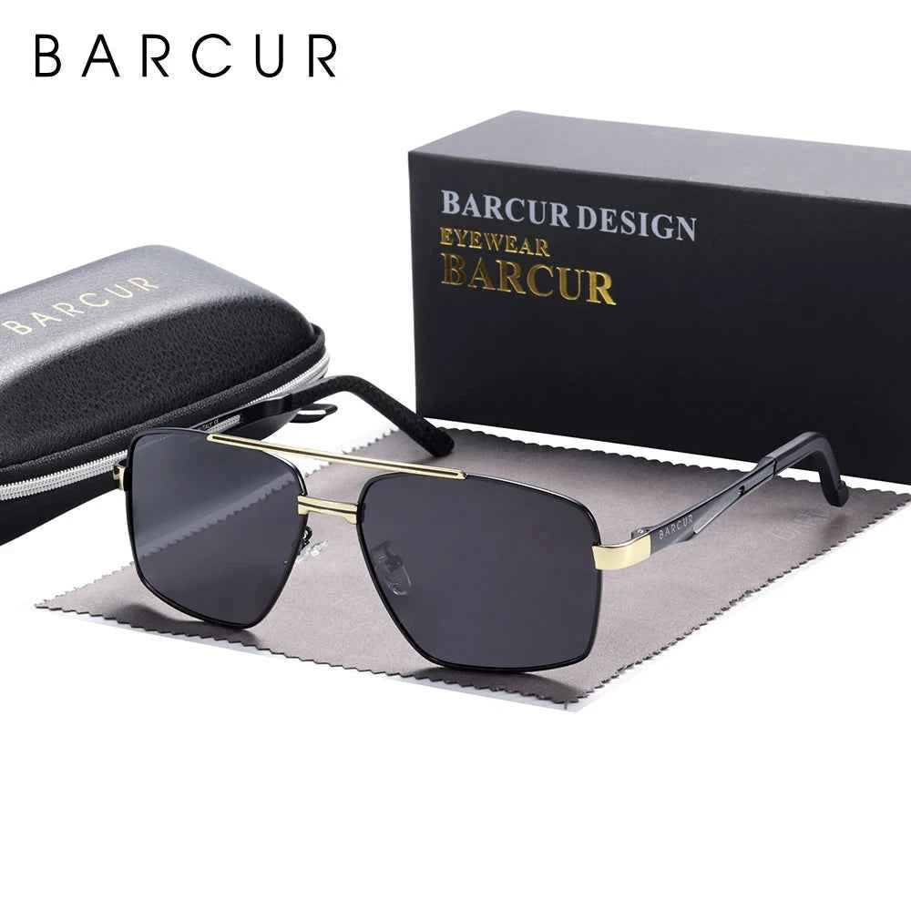 BARCUR BC8035 Polarized Pilot-Square Sunglasses – Stainless Steel, UV400, Unisex