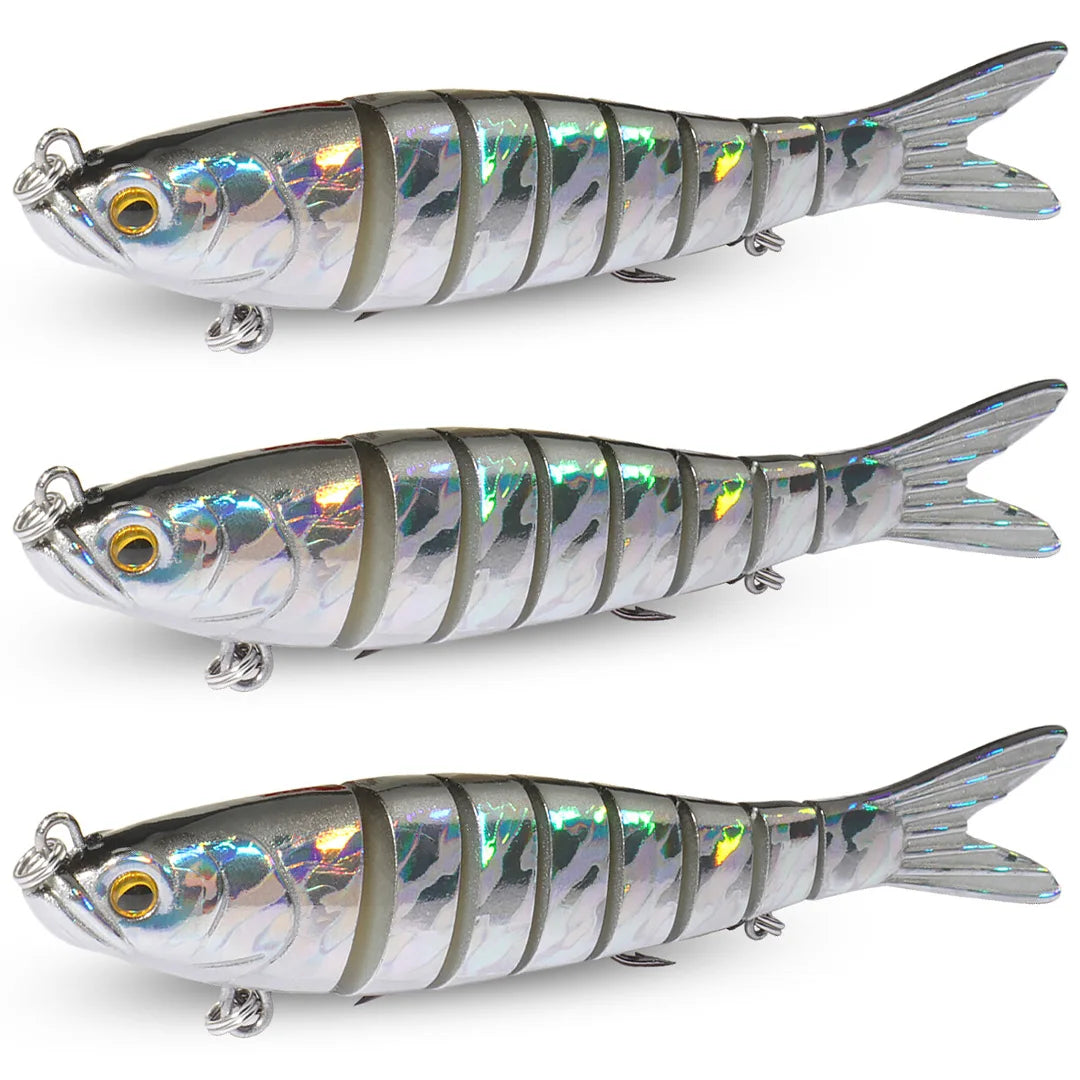 GOBAIT 3-Pack Jointed Swimbait – Slow Sinking Hard Lure with 3D Eyes, 11g / 16g / 27g