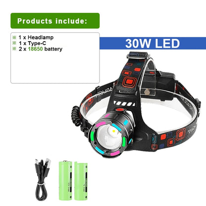 2026 New Super Powerful Headlamp 800W LED IR Sensor Headlight Rechargeable Head Flashlight 5000 Meter Head Lamp Fishing Lantern
