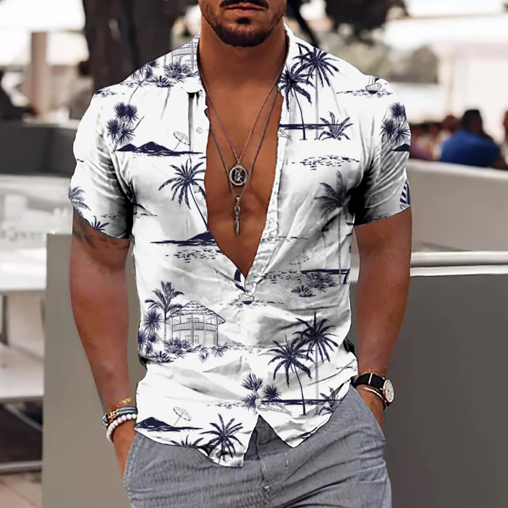 2024 Coconut Tree Shirts For Men 3d Printed Men&