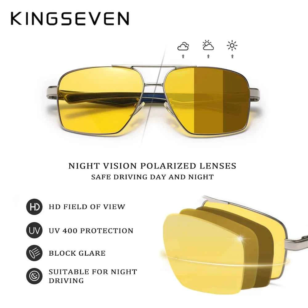 KINGSEVEN Night Vision Driving Sunglasses – Polarized Anti-Glare Fishing &amp; Outdoor Eyewear