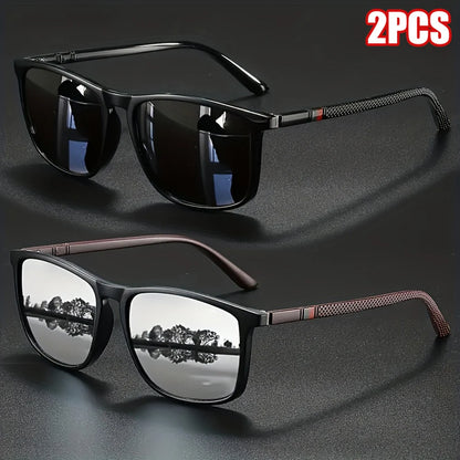Vintage Square Polarized Sunglasses UV400 – Mirror Lens, 1 or 2 Pack
