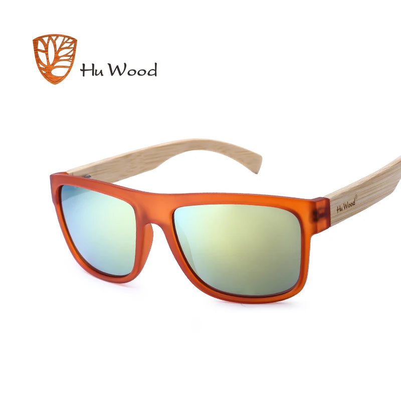 HU WOOD GR8010 Polarized Mirror Square Sunglasses – UV400, Unisex