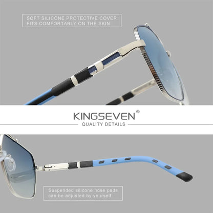 KINGSEVEN Square Polarized Sunglasses – UV400 Mirror Aluminum Frame for Men &amp; Women