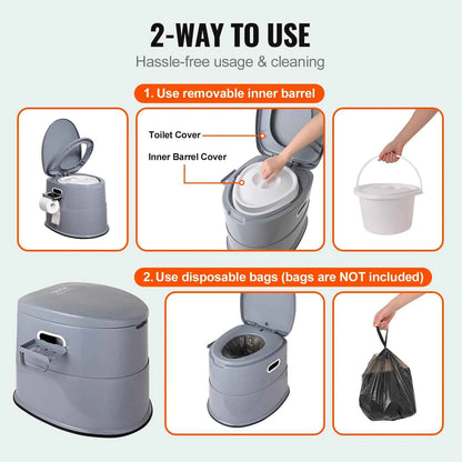 Portable Camping Toilet with Detachable 5L Inner Bucket – 300lb Capacity Porta Potty for Outdoor &amp; Travel