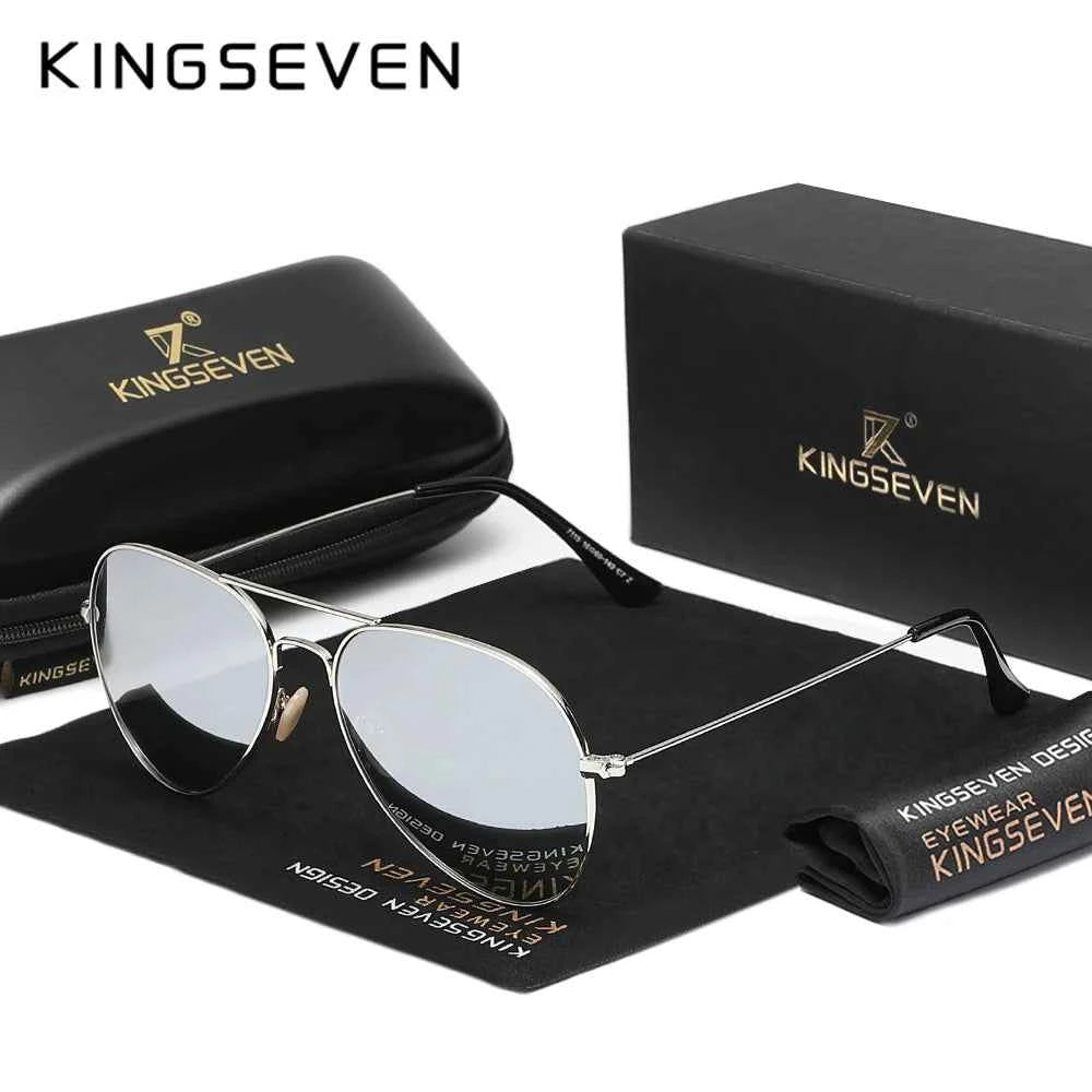 KINGSEVEN 7115 Pilot Polarized Sunglasses – Alloy Frame, Mirror, UV400, Unisex