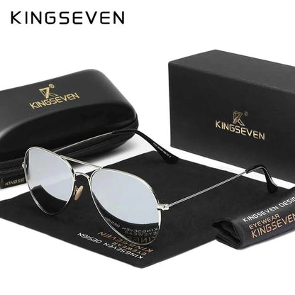 KINGSEVEN 7115 Pilot Polarized Sunglasses – Alloy Frame, Mirror, UV400, Unisex