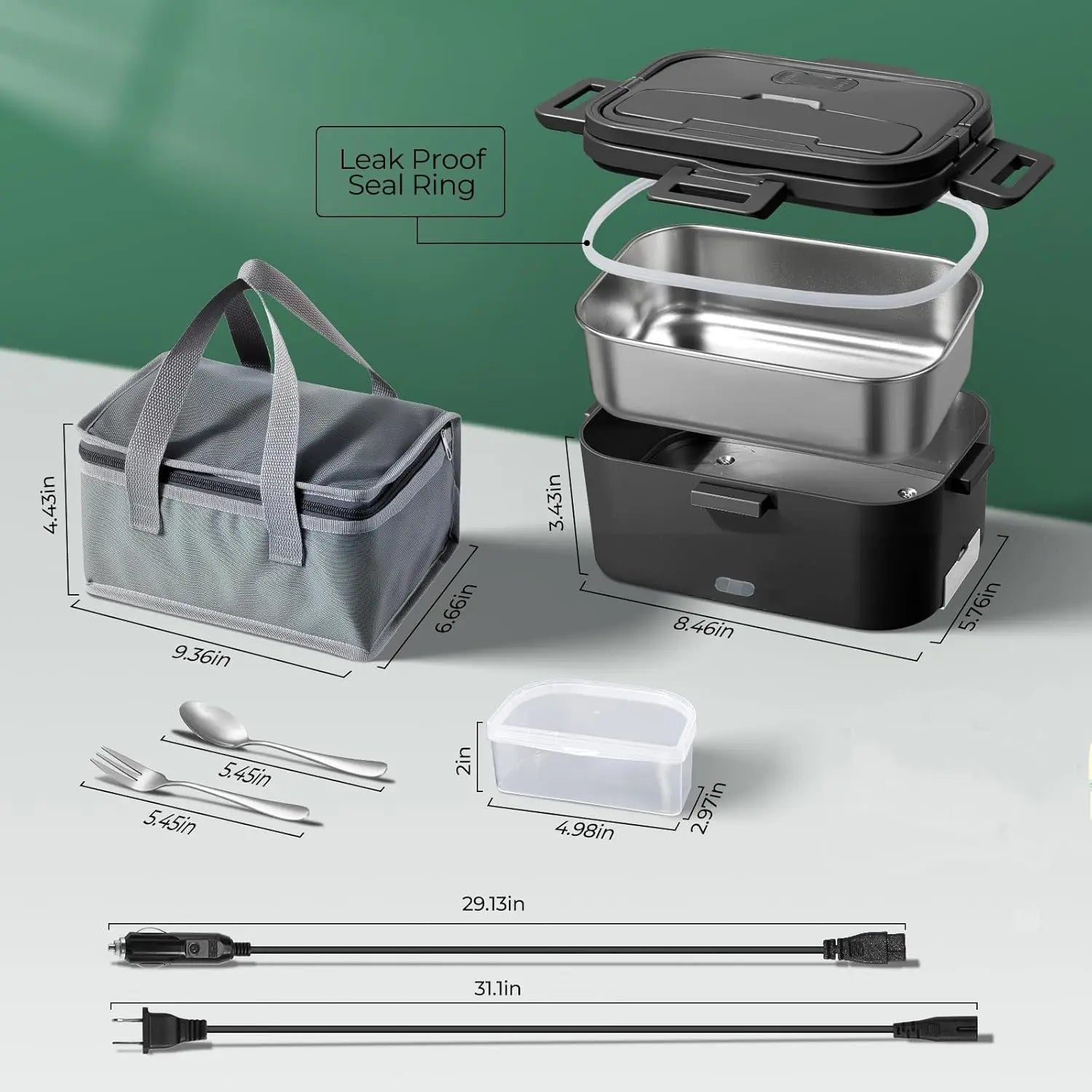Electric Lunch Box for Adults 100W 1.8L Portable Heated Lunch Box for men,12V/24V/110V home/Car/Office/Truck,1,8L Removable