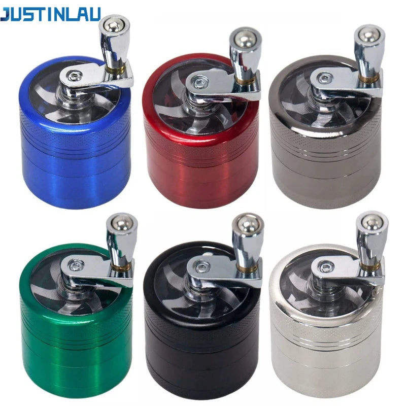 4-Layer Herb &amp; Spice Grinder – 40mm Zinc Alloy Manual Hand Crank Mill