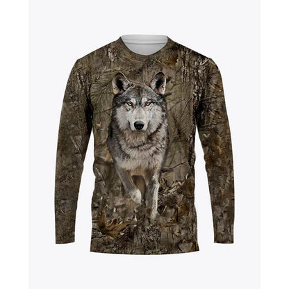 Camo &amp; Wildlife Graphic Long-Sleeve T-Shirt – Unisex Oversized Pullover Tee
