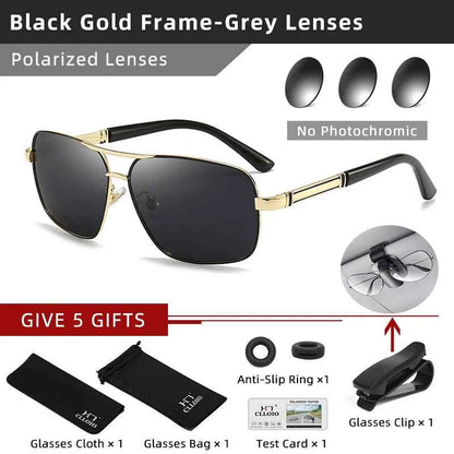 CLLOIO Classic Photochromic Sunglasses Men Women Polarized Driving Shades Sun Glasses Travel Anti-glare Chameleon Glasses