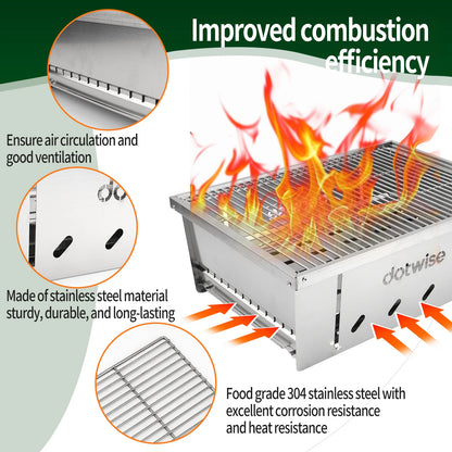 304 Stainless Steel Barbecue Grill Portable Outdoor Stove IGT Table Stove Folding Firewood Stove Barbecue Camping Stove