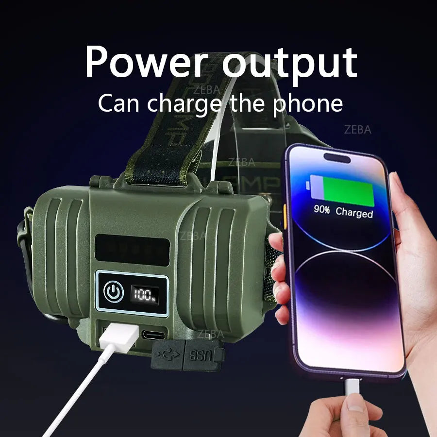 1000000LM Powerful Headlamp 800W Led Sensor Head Flashlight Long Range Headlight 18650 Rechargeable Head Lantern Fishing Camping