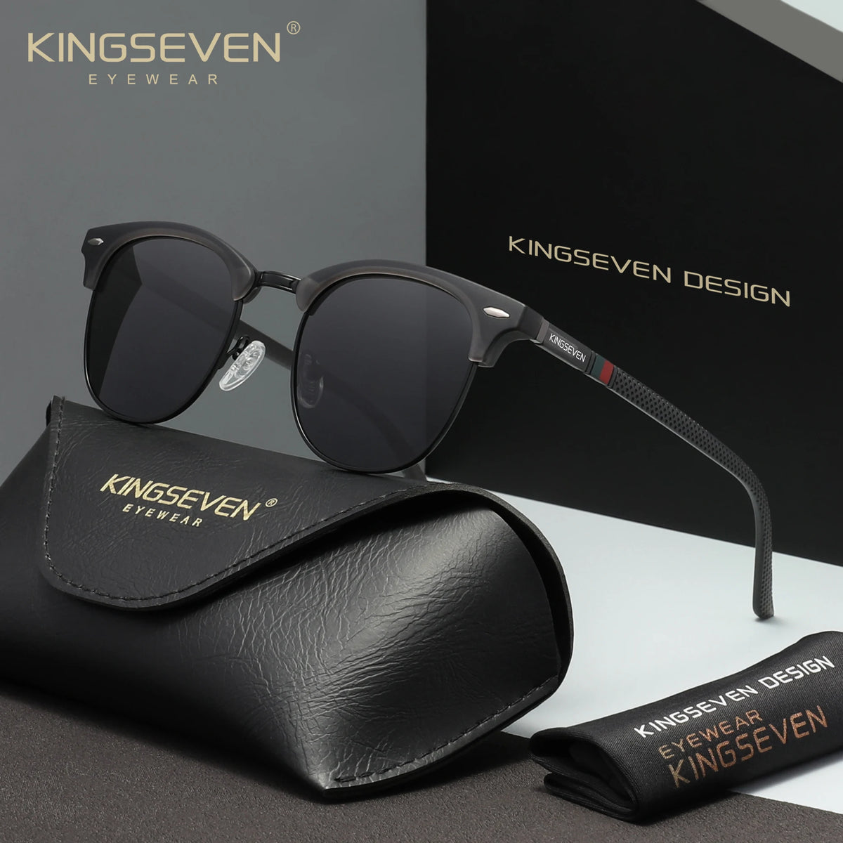KINGSEVEN 7016 Polarized Sunglasses – Round Frame, UV400, 10 Colors, Unisex