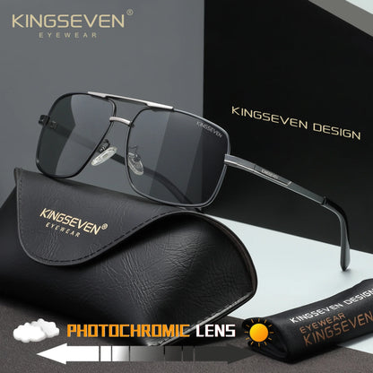 KINGSEVEN 7891 Polarized Sunglasses – Stainless Steel, Photochromic, UV400, Unisex