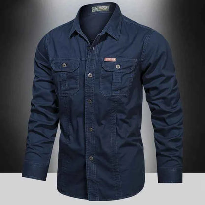 2024 Spring Cotton Cargo Shirt for Men Long Sleeve Multi-Pocket Shirts Outdoor Casual Clothing High Quality Military Overshirt