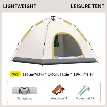 1 Green Camping Tent Outdoor Portable Foldable Overnight Fully Automatic Thickened Beach Indoor Quick-Open