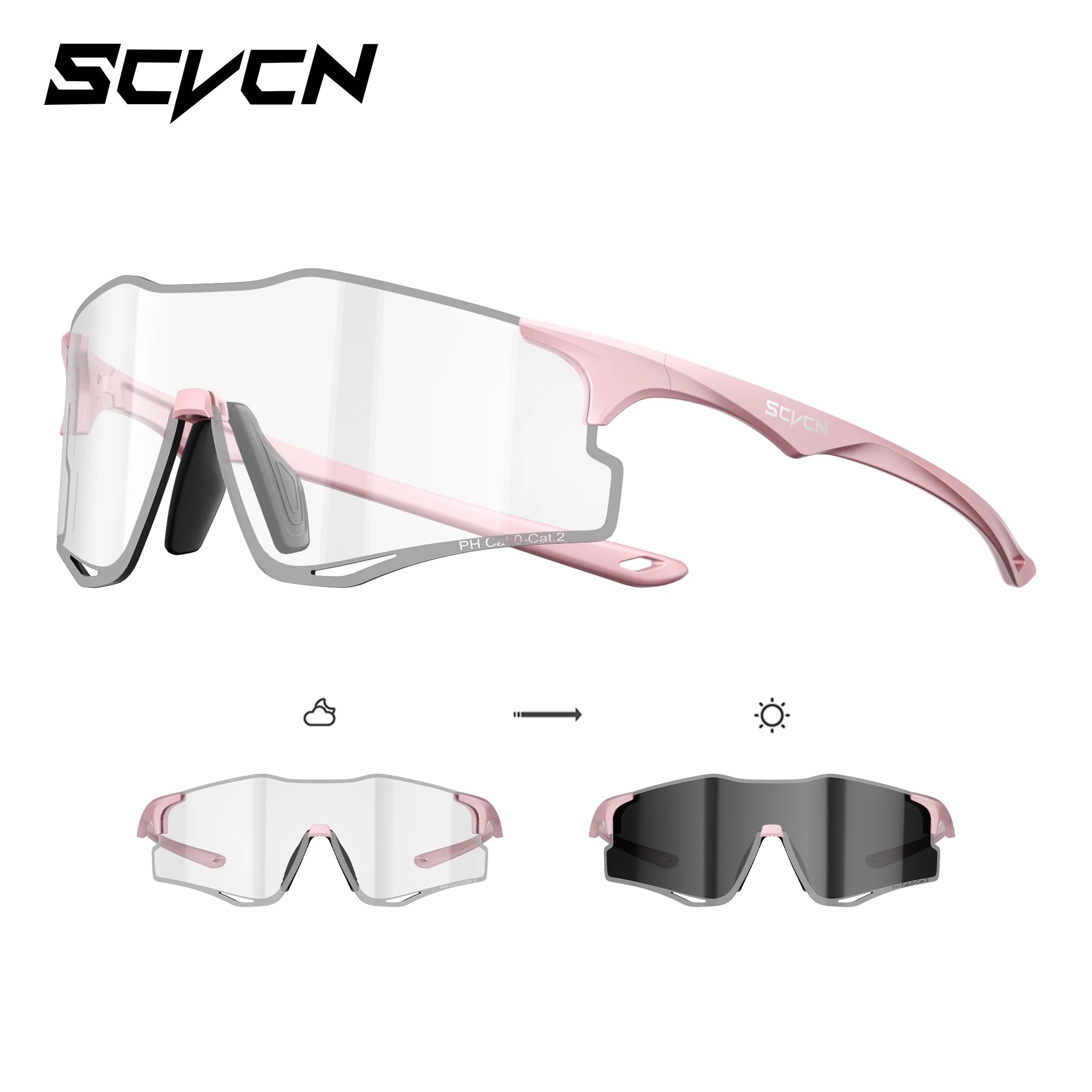 SCVCN Lightweight Running Sunglasses Cycling Glasses Photochromic UV400 for Men Cycling Road Bike Glasses Women Casual Hiking