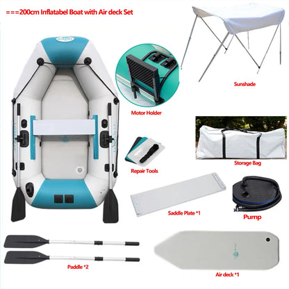 2.0~3.6m Inflatable Boat Air Deck Set 2+1 Air Chamber 0.9mm Thickened PVC 3-layer Mesh Wear Resistance Kayaks LUYA Fishing Boat