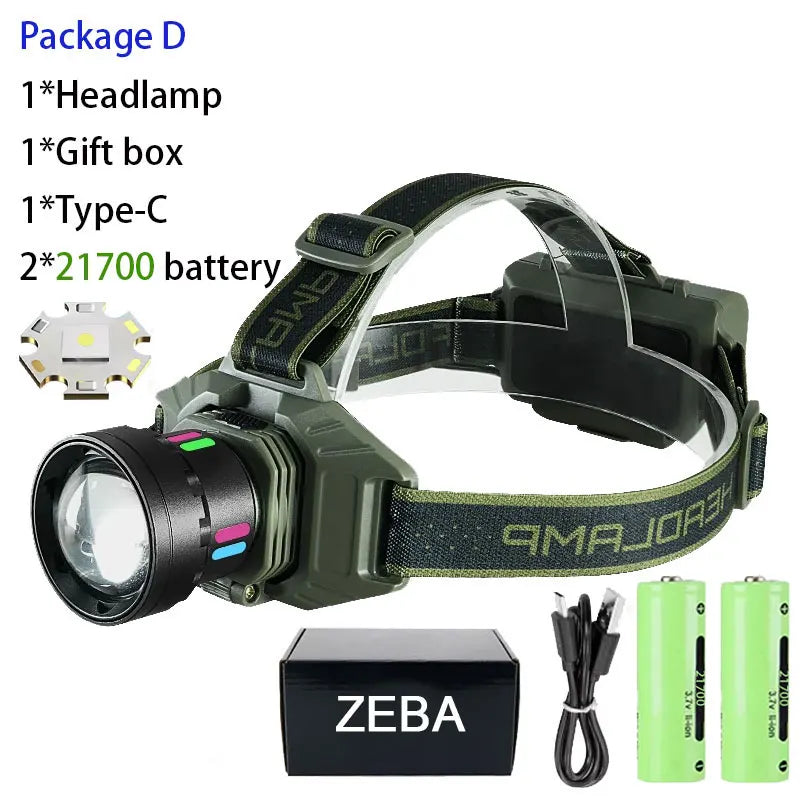 1000000LM Powerful Headlamp 800W Led Sensor Head Flashlight Long Range Headlight 18650 Rechargeable Head Lantern Fishing Camping