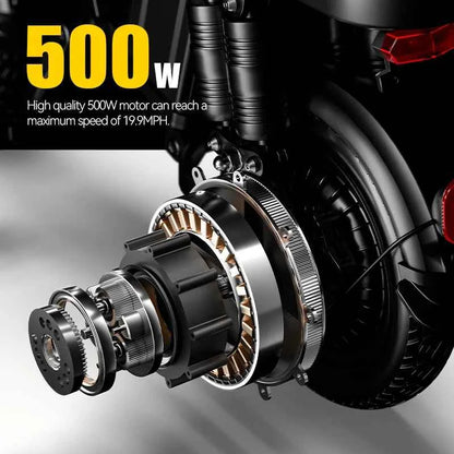 14" Folding Commuter eBike – 500W Motor, Removable Battery, Dual Disc Brake, Up to 19.9 MPH