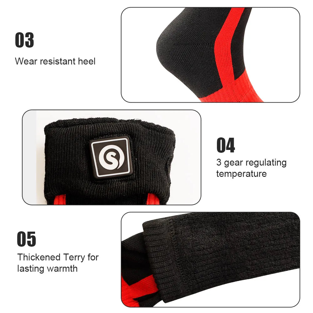 Savior Heat SS04R Heated Socks – Far-Infrared Electric Thermal, 3-Heat Settings, 7.4V Rechargeable, Unisex S–XL