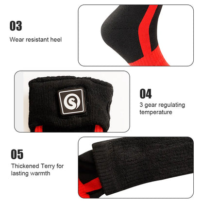 Savior Heat SS04R Heated Socks – Far-Infrared Electric Thermal, 3-Heat Settings, 7.4V Rechargeable, Unisex S–XL