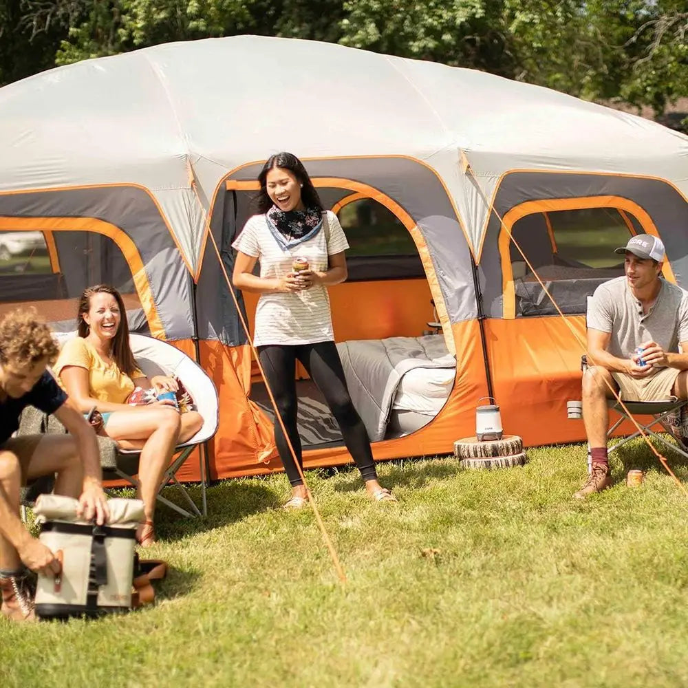 Spacious Multi-Room Cabin Tent for 10-12 People: Ideal for Family Camping and Outdoor Excursions