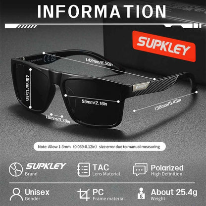 SUPKLEY Lightweight And Comfortable Business Style Polarized Sunglasses With Square Frame And Uv Protection