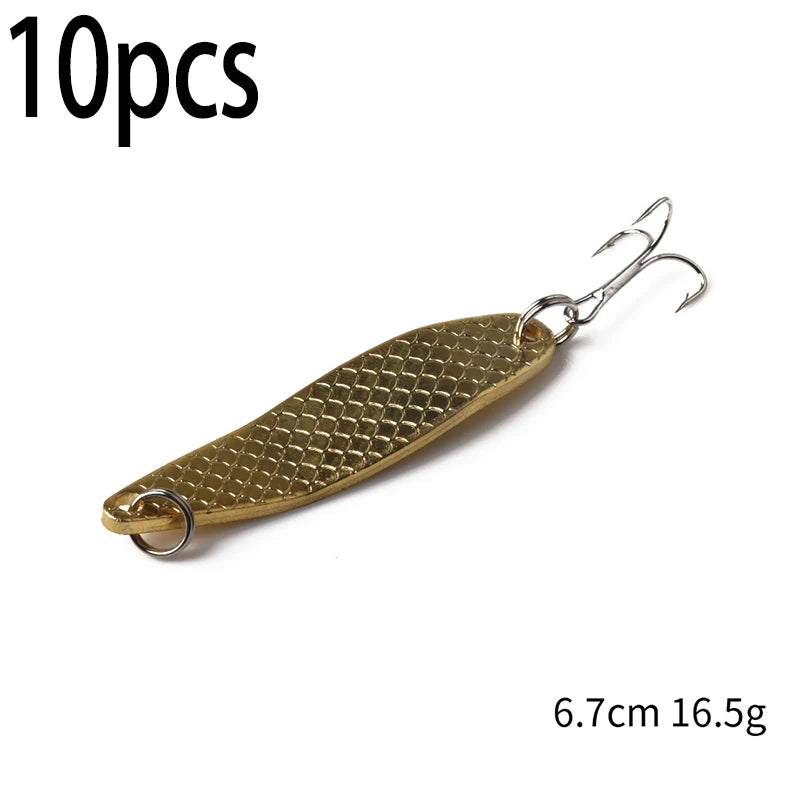 Metal Spoon Fishing Lure with Treble Hook – Gold &amp; Silver Jig Bait for Bass, Pike &amp; Perch