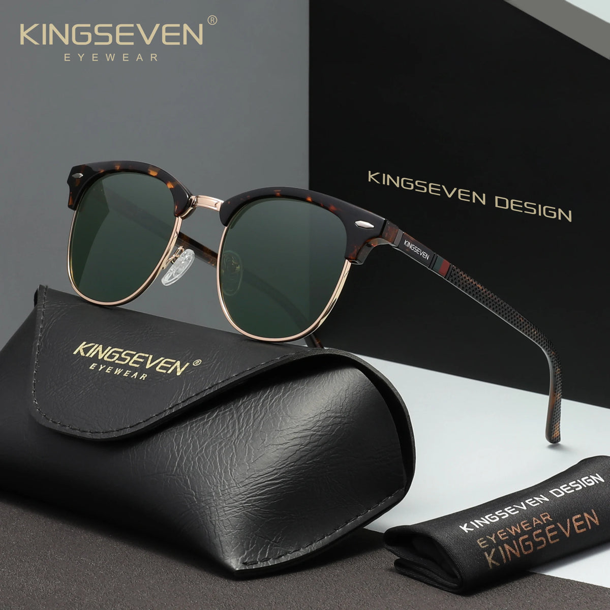 KINGSEVEN 7016 Polarized Sunglasses – Round Frame, UV400, 10 Colors, Unisex