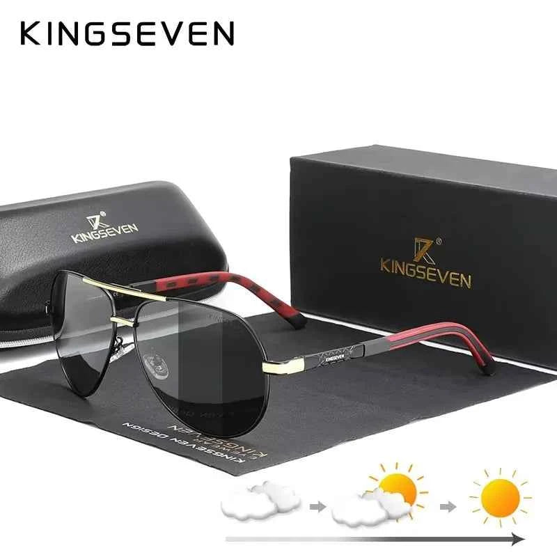 KINGSEVEN 725 Photochromic Polarized Sunglasses – Aluminum Pilot, UV400, Unisex